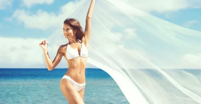 woman in bathing suit on beach